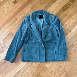 Madewell Teal Corduroy Blazer with Notched Lapels